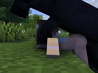 Minecraft- Elle fait baiser not in good cheval et un loup